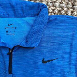 Nike Breathe Dri-Fit 1/4 Zip Training Top Long Sleeve Shirt (XL) Blue 940177-436